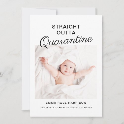 Straight Outta Quarantine Photo Birth Announcement