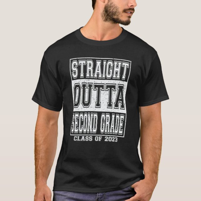 Straight Outta Second Grade Graduation 2023 Kids G T-Shirt (Front)