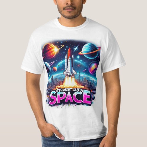 Straight Outta Space Rocket T_Shirt