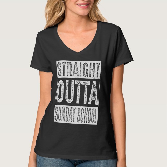 Straight Outta Sunday School   Graduation T-Shirt (Front)