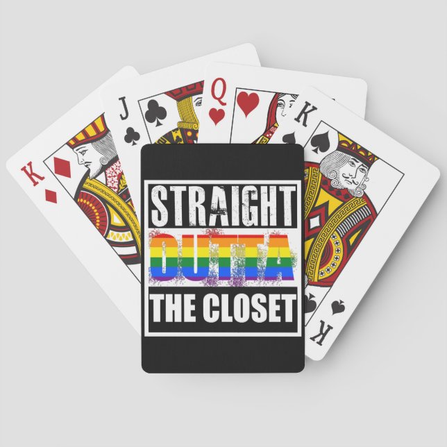 Straight outta the closet gay pride poker cards (Back)