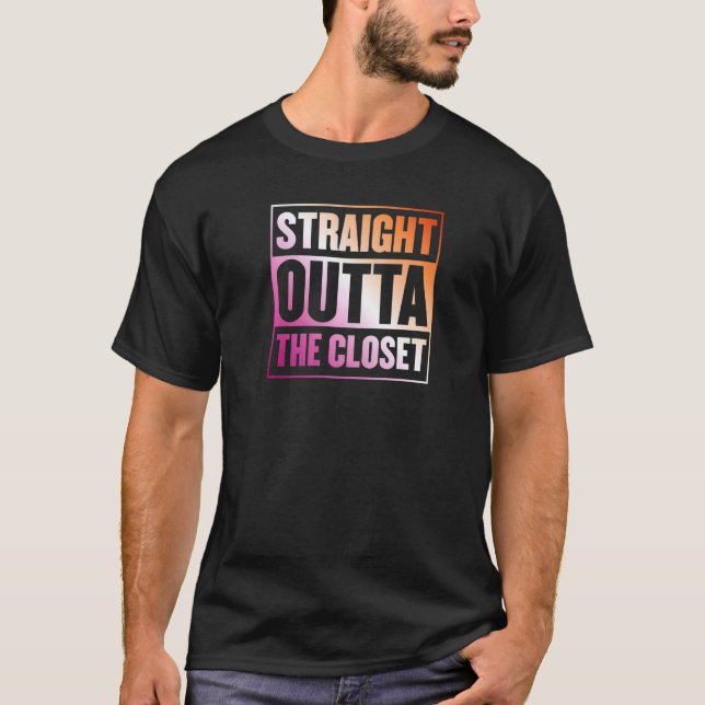 Straight Outta The Closet Lesbian Pride Aesthetic  T-Shirt (Front)