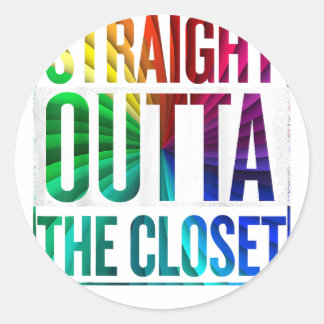 Straight Outta The Closet LGBT Gay Pride  Classic Round Sticker