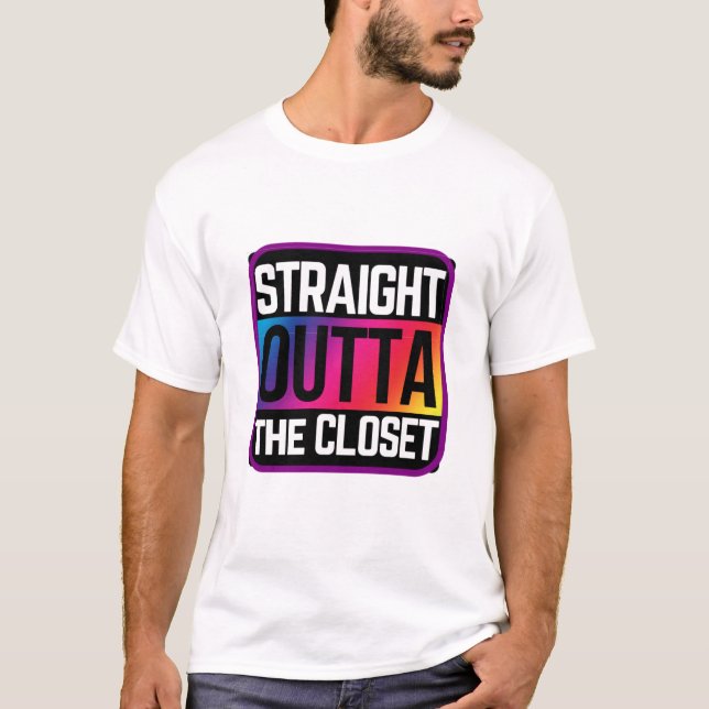 Straight Outta the Closet rainbow T-Shirt (Front)