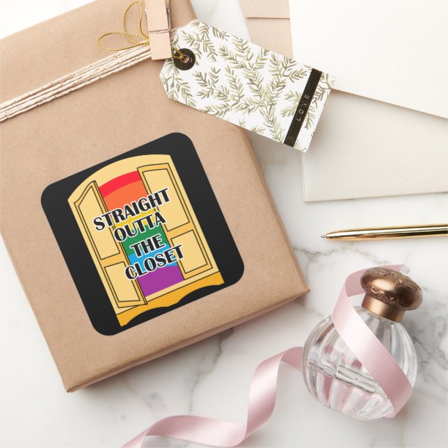Straight Outta The Closet Square Sticker (Gifting)