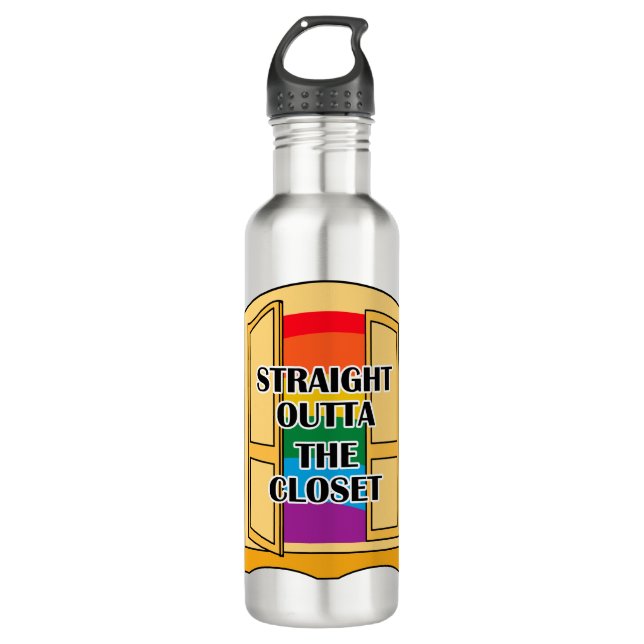 Straight Outta The Closet Stainless Steel Water Bottle (Front)