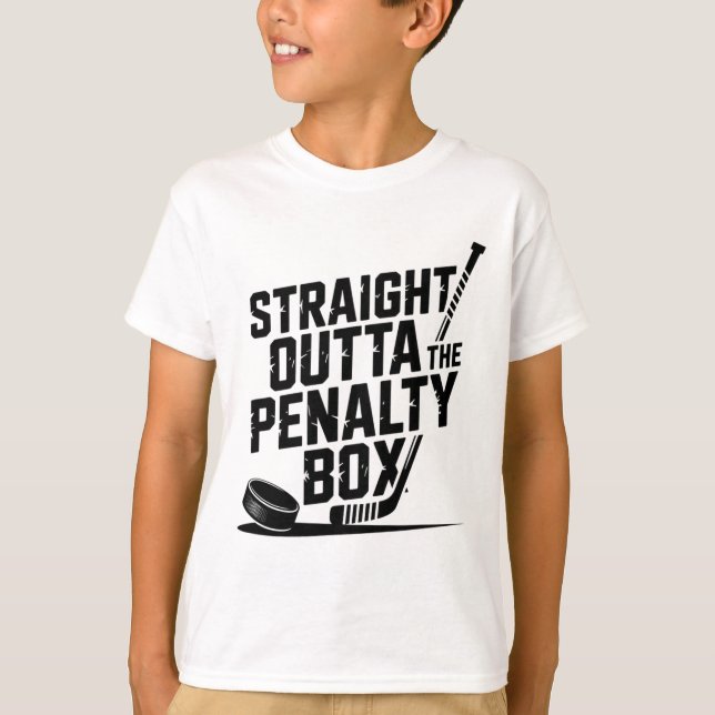 Straight Outta The Penalty Box Funny Humor Hockey  T-Shirt (Front)