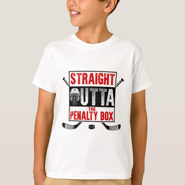 Straight Outta The Penalty Box Funny Ice Hockey Pl T-Shirt (Front)
