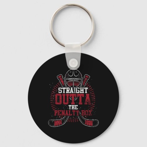 Straight Outta The Penalty Box Hockey Player Gift  Keychain