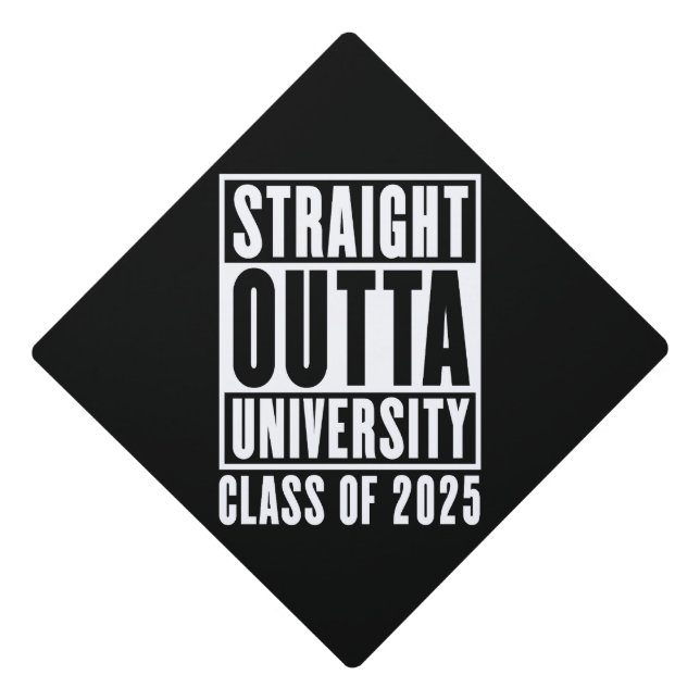 Straight Outta University Class of 2025 Graduation Cap Topper (Front)