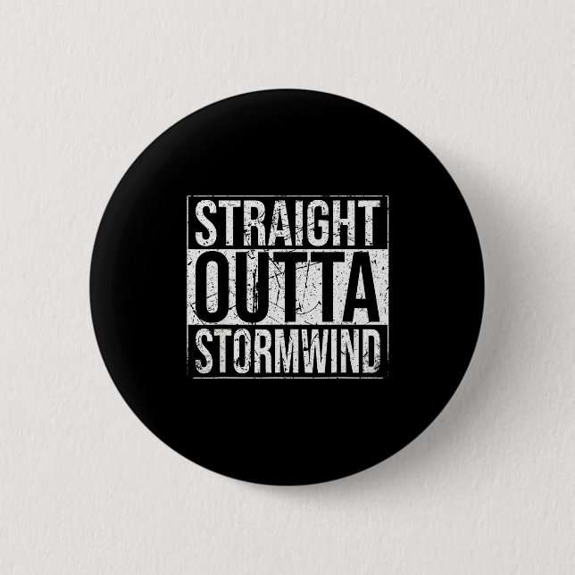 Straight Outta Wind Funny Wow Alliance Gamer Vinta Button (Front)