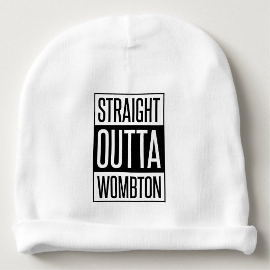 Straight Outta Wombton Funny Baby with Custom Name Beanie (Front)