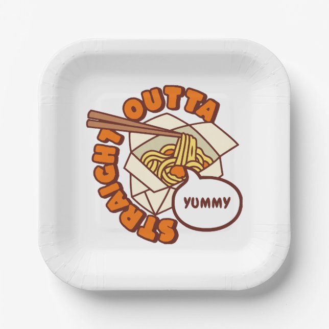 Straight Outta Yummy Ramen Noodles Paper Plates (Front)