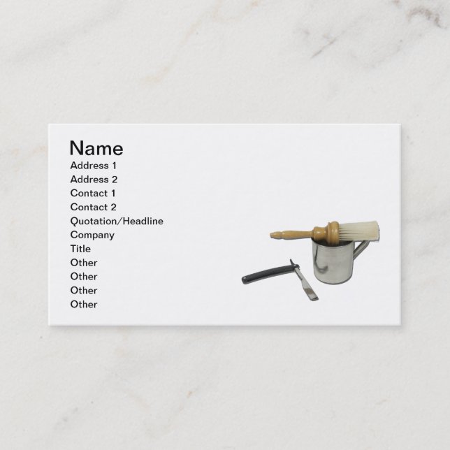 Straight Razor Brush Mug Business Card (Front)