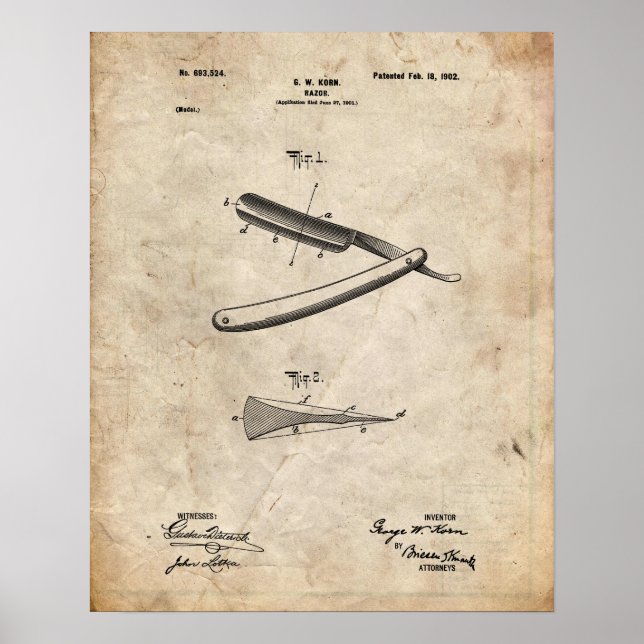 Straight Razor Patent Poster (Front)