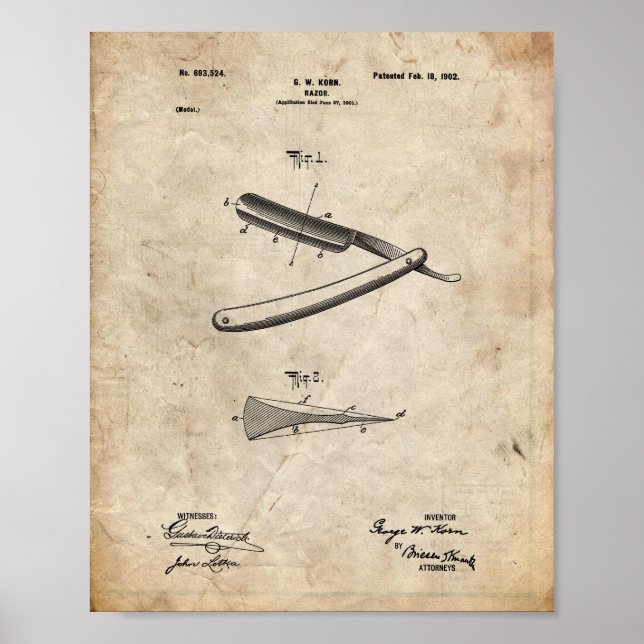 Straight Razor Patent Poster (Front)