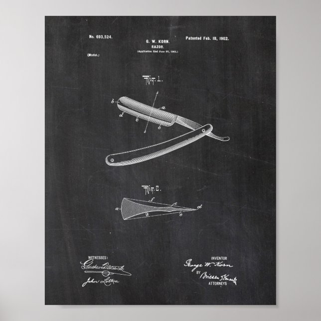 Straight Razor Patent Poster (Front)