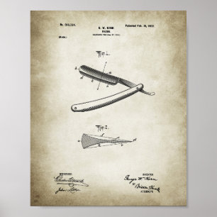Straight Razor Patent Poster
