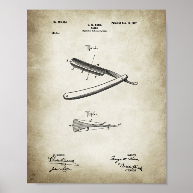 Straight Razor Patent Poster (Front)