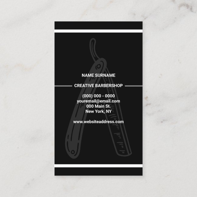 Straight Razor Shave Barber Business Card