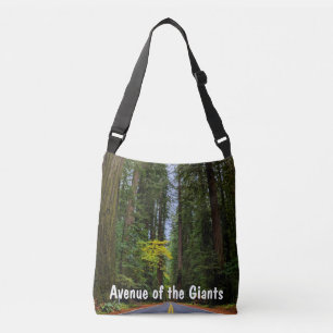 Straight Road Ahead Through Misty Redwood Forest Crossbody Bag