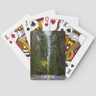 Straight Road Ahead Through Misty Redwood Forest Poker Cards