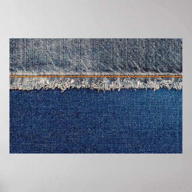 Straight stitch with orange thread on bleached den poster (Front)