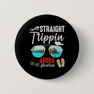 Straight Trippin Aru Trip 2025 Beach Summer Vacati Button
