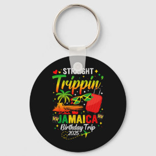 Straight Trippin' Jamaica Vacation 2025 Birthday F Keychain