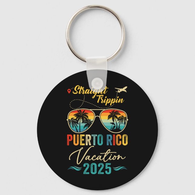 Straight Trippin Puerto Rico 2025 Family Summer Va Keychain (Front)