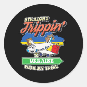 Straight Trippin' To Ukraine With My Tribe Family Classic Round Sticker