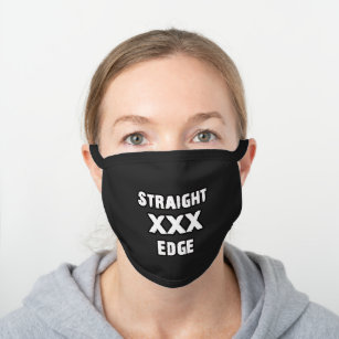Straightedge Black Cotton Face Mask