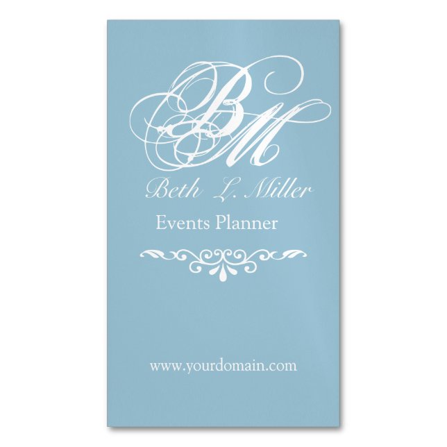 Straightforward  Lettering Monogrammed Business Card Magnet (Front Vertical)