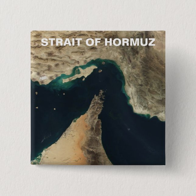 Strait of Hormuz Satellite Image Pinback Button (Front)