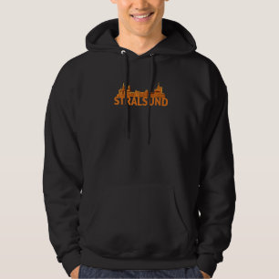 Stralsund Germany City Skyline Silhouette Outline Hoodie