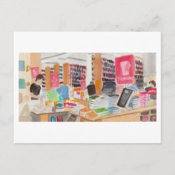 Strand Bookstore Watercolor Postcard by Flowerbox_Greetings at Zazzle