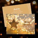 Strand of Christmas Lights Business Holiday Card<br><div class="desc">Flat business holiday greeting cards feature strands of glowing Christmas tree lights and a large rustic star with Merry Christmas and your company name on the front. Your personalized thank you message is printed on the back or leave these sections blank. MORE styles are available in our collection.</div>
