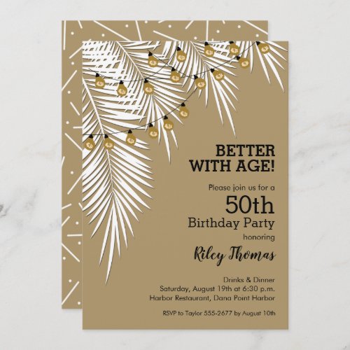 Strand of Lights on Palm Tree Birthday Party Invitation