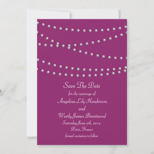 Strands of Pearls on Magenta Save the Date