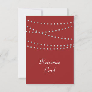 Strands of Pearls on Red RSVP Card