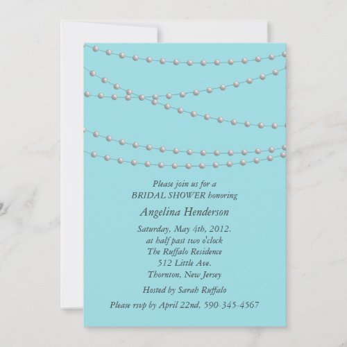 Strands of Pearls on Turquoise Bridal Shower Card