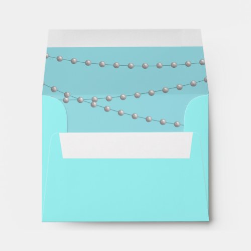 Strands of Pearls on Turquoise RSVP Envelope