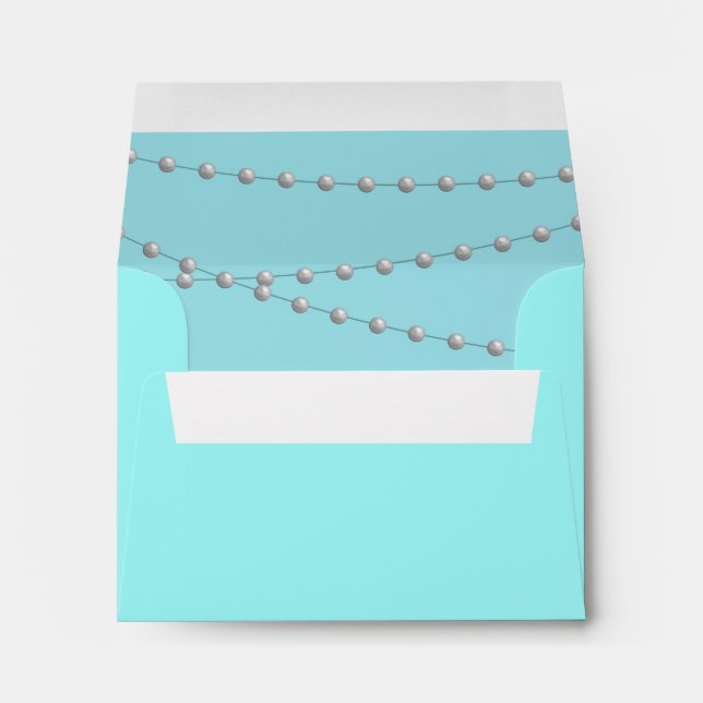 Strands of Pearls on Turquoise RSVP Envelope (Back (Bottom))