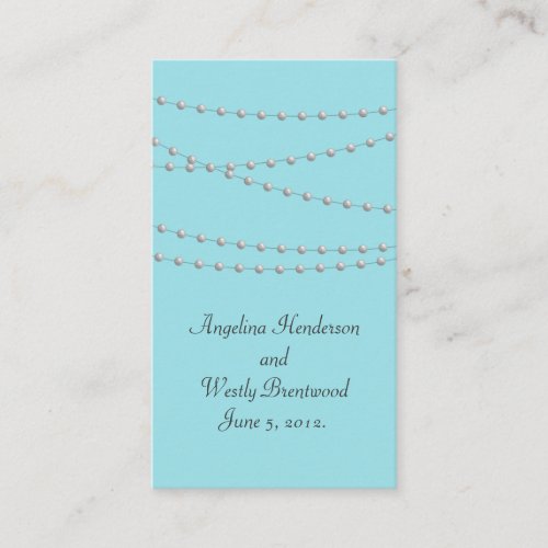 Strands of Pearls on Turquoise Wedding Website Enclosure Card