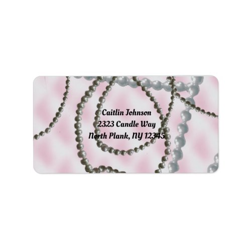 Strands of Pearls Pink Blush Address Label