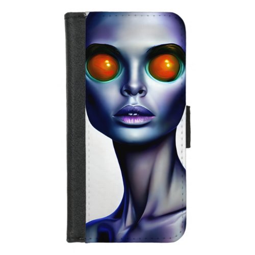 Strange Alien Woman Portrait Face AI Art iPhone 87 Wallet Case