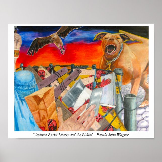 Strange and Mysterious Art of chained figure+dog Poster (Front)