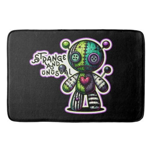 Strange and Unusual Purple Green Heart Voodoo Bear Bath Mat