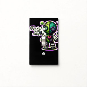 Strange and Unusual Purple Green Heart Voodoo Bear Light Switch Cover