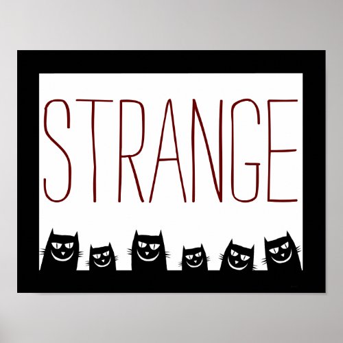 STRANGE Black Cat Abstract Poster